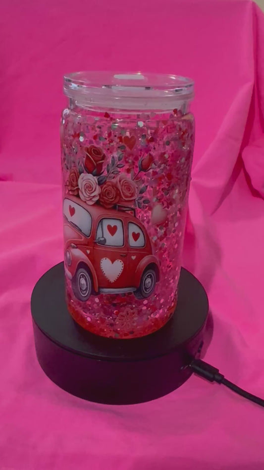 16oz Valentine’s snowglobe tumbler
