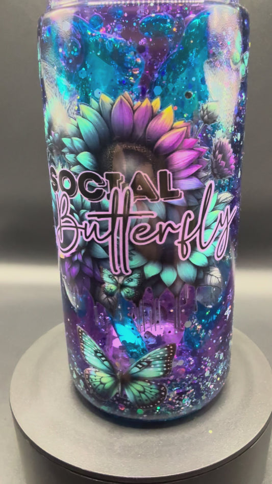 20oz Anti-Social Butterfly Snowglobe Tumbler